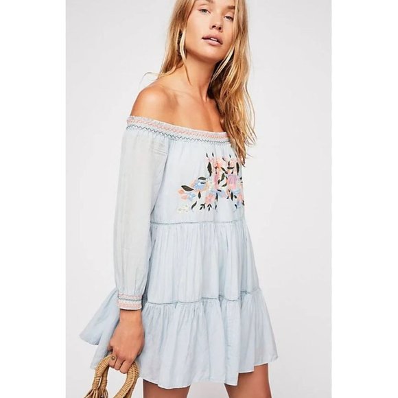 Free People Dresses & Skirts - Free People Sunbeams Mini Dress, blue, size M